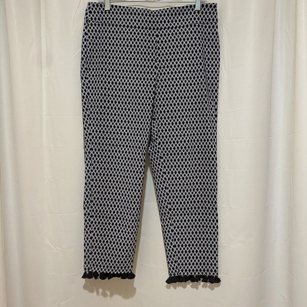 Ruby Rd Women’s Size M Capri Pants Dark Blue White Fringe